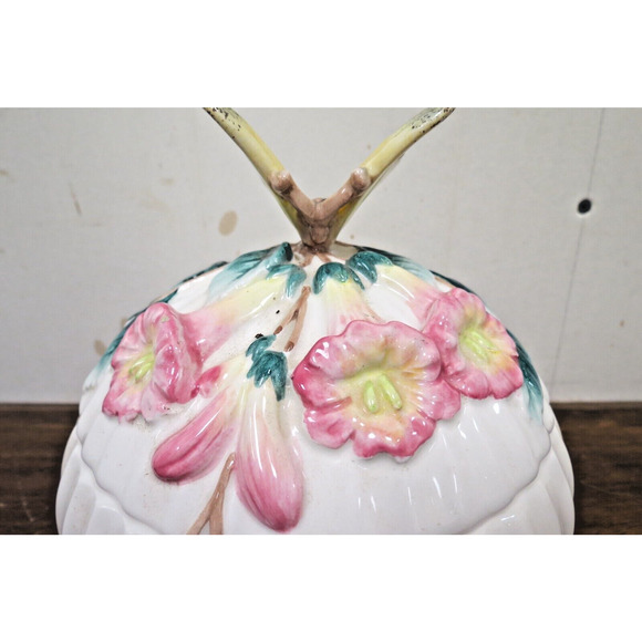 Fitz & Floyd Trinket Or Candy Dish Floral Green Leaves & Butterfly Handle 1992 - Picture 4 of 10